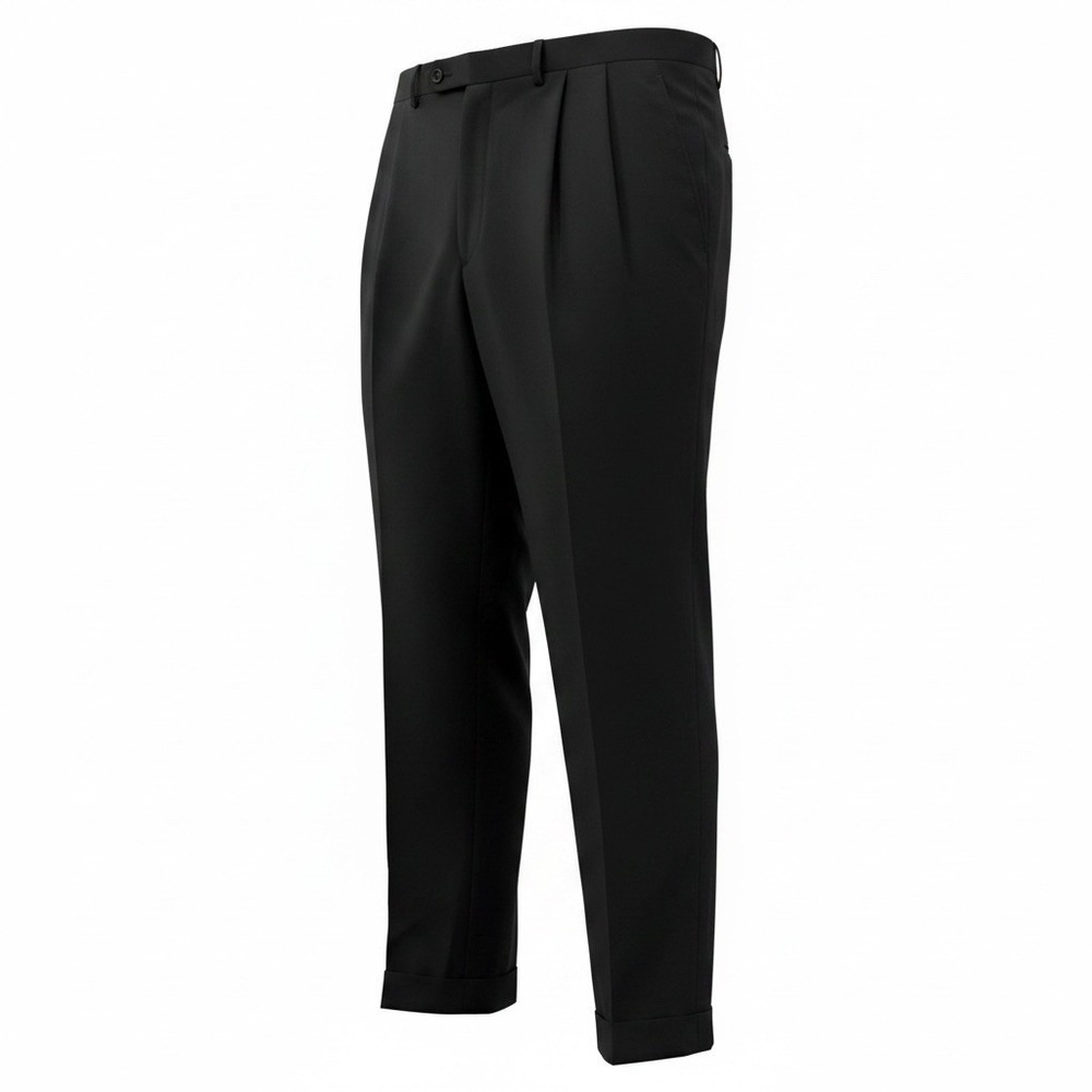 LAUREN RALPH LAUREN Men's 38x32 slacks straight cut pleated front Black Cuffed